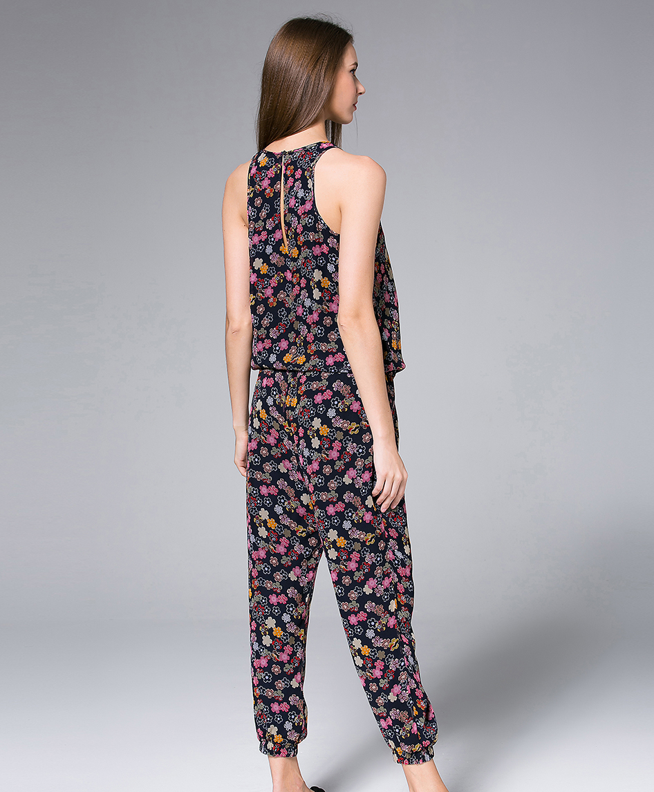 Jumpsuits -  Cherry Blossom Printed Silk Jumpsuit